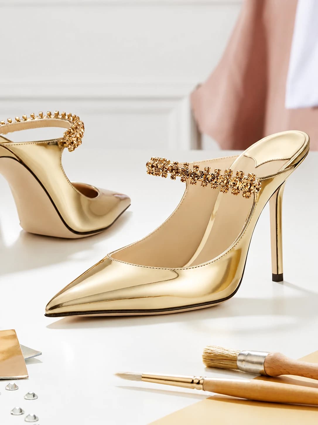 Gold Rhinestone Heels